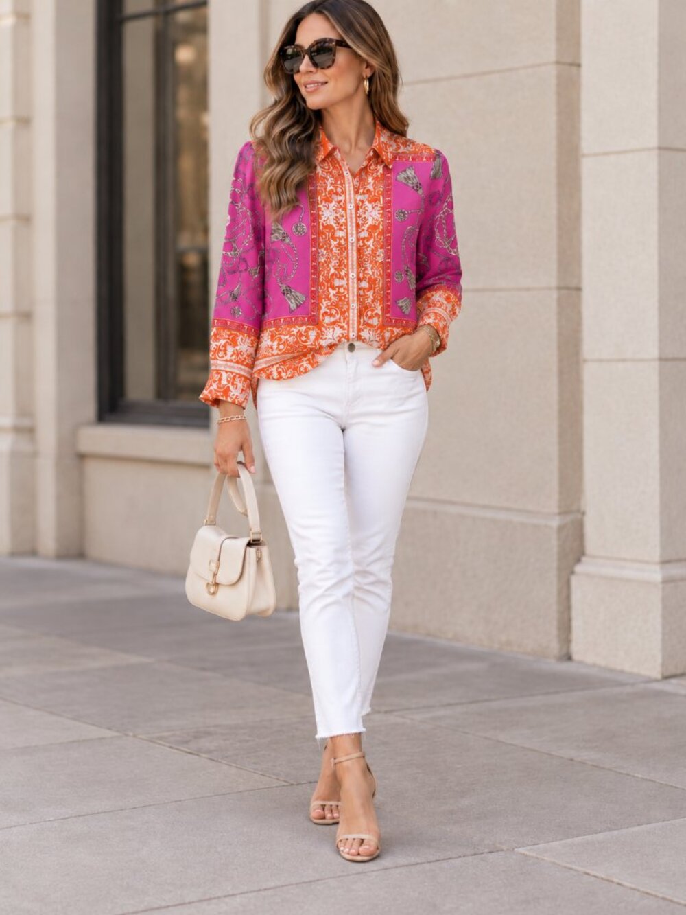 Anthropologie Maeve Potala Runa 100% Silk Multi Print Button Down Blouse Size 8